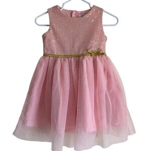 Carters Baby Girls Holiday Dress Pink Gold Sequined Tulle Fairy Dress Sz 12mo